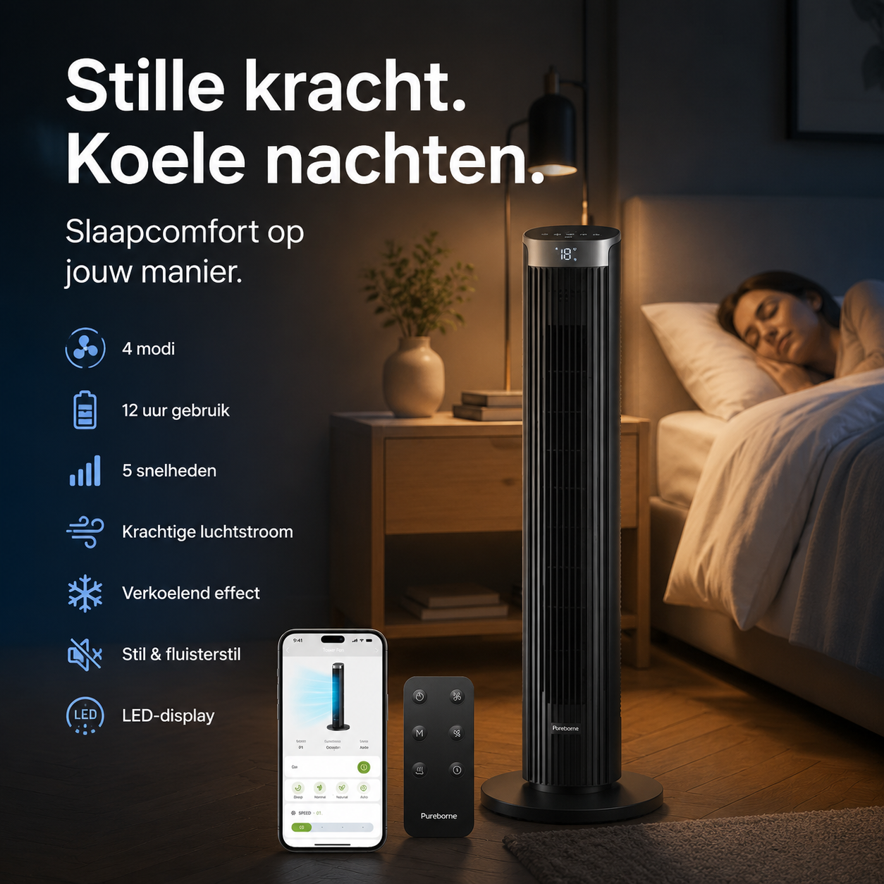 50 % RABATT💥USB-betriebener kabelloser Turmventilator
